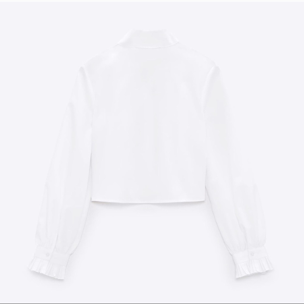 NWT ZARA Poplin Bow Shirt M Blogger’s Favorite - Picture 7 of 7